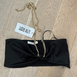 Ultra crop top with gold halter chain